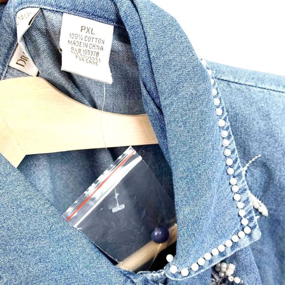 Drapers & Damon Embellished Embroidered Floral Denim Jacket PXL NWT - Picture 8 of 9